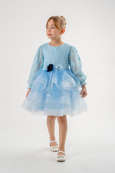 Eray Kids Βραδινό φόρεμα για κορίτσια με βολάν φούστα με δαντέλα με λεπτομέρεια λουλουδιών