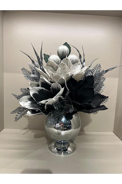 TASARIMHMODA Vază de corali argintie cu flori artificiale nr:1