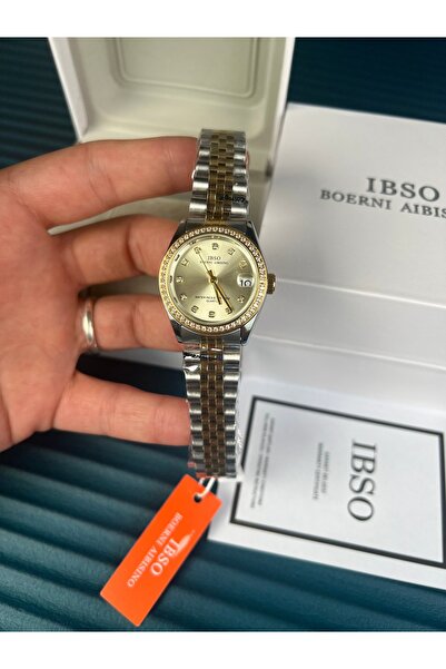İBSO ساعة يد نسائية ذهبية وفضية بحبل اليوبيل وحجر الرغيف الفرنسي ضمان لمدة عا...