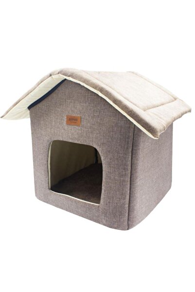 Lepus Shack House Kedi Köpek Yuvalı Yatak Ekose Krem 35x35x40 Cm
