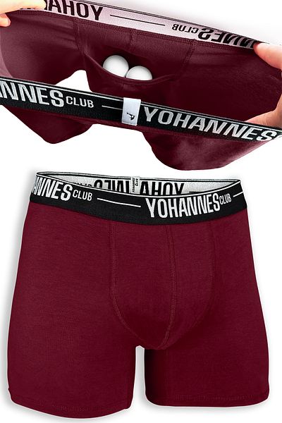 Yohannes Club Yohannesclub Men's Boxers - Special Pouch, Cotton, Single, Burgundy
