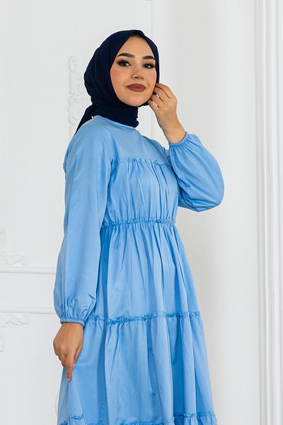 benguen Μπλε Φόρεμα Hijab - Ελαστικό μανίκι, Μοντέλο 2124