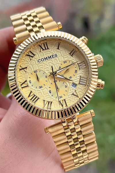 COMMES Men's Wristwatch Crono Functions Active Gold Color