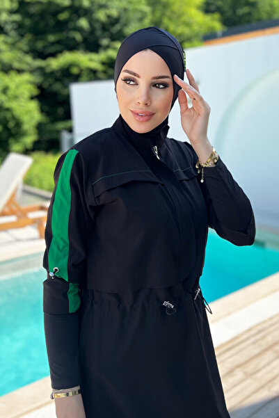 Remsa Mayo Sports Lycra Full Closed Hijab Swimsuit Silver 4578 Black