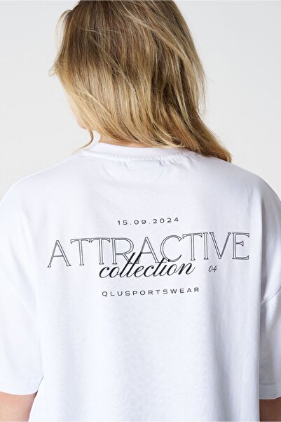 qlu Δελεαστική συλλογή Unisex Λευκό μπλουζάκι Oversize