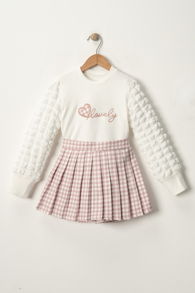 Pina Kids Κοριτσίστικη καρό μπλούζα και φούστα-σορτς - TKM.1002