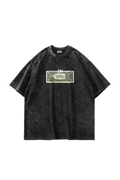 Sekizbiraltı Μαύρο μπλουζάκι με στάμπα δολαρίου Oversize Unisex Washable