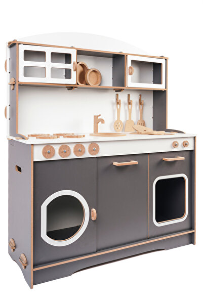 HOBBY HOUSE Antrasit Ahşap Oyuncak Çocuk Mutfak