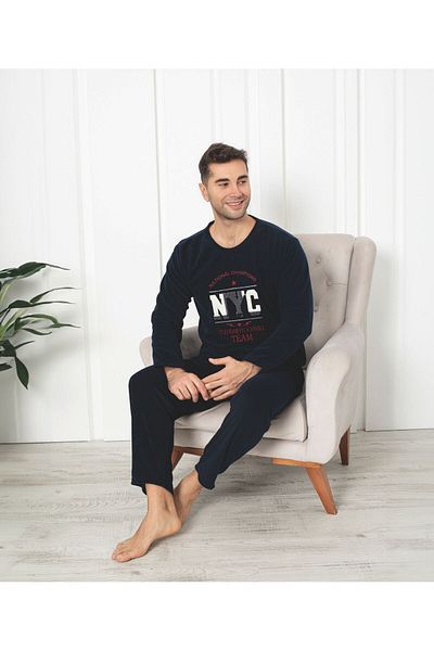 CALİA Σετ ανδρικής φόρμας πιτζάμα με λαιμόκοψη Fleece