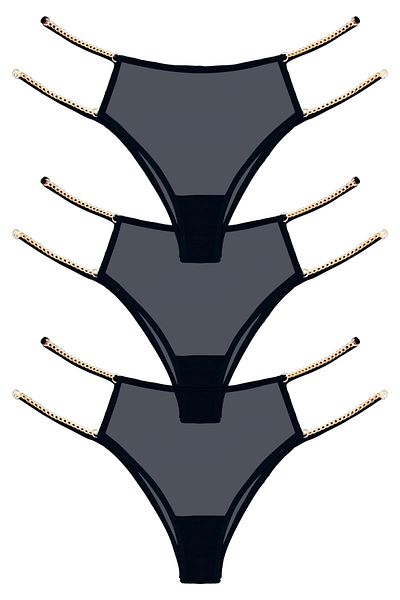 Cottonhill Chiloți Brazilia Femei cu Tulle Elastic Reglabil Pachet 3