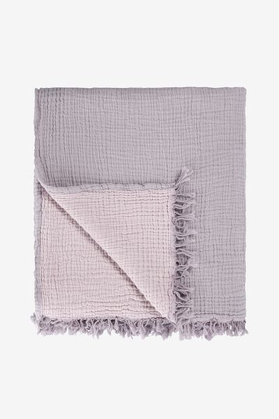 Barine Purple / Lilac Cotton Muslin Bedspread - 4 Layers, 240X260
