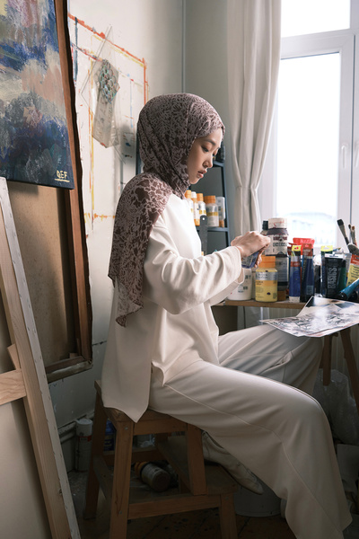 Qef Mink Minimal Patterned Shawl - Modal Brush