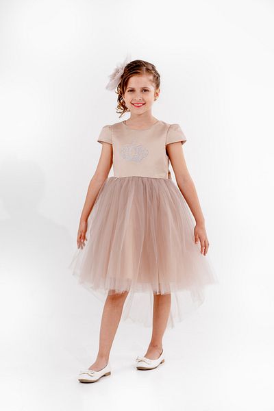 Eray Kids Βραδινό φόρεμα από τούλι για κορίτσια με στάμπα κορώνας και λεπτομέρεια στην ουρά