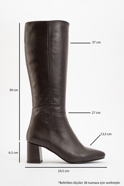 LuviShoes Hnědé dámské kozačky na podpatku z pravé kůže SEJAS