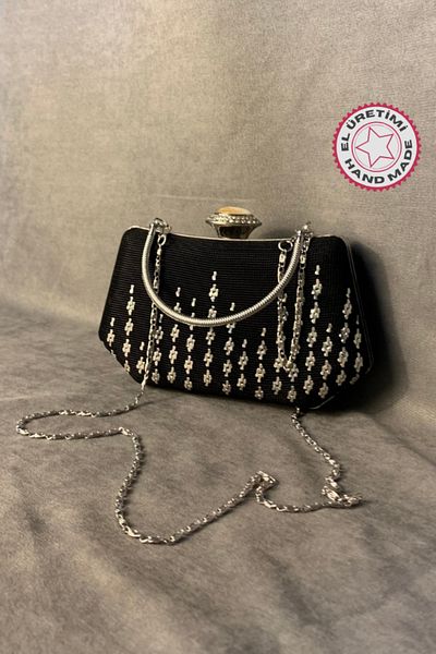 Uretti - Sefa 4419 Geantă de rochie de seară cu sârmă ruptă, lucrată manual, de culoare argintie