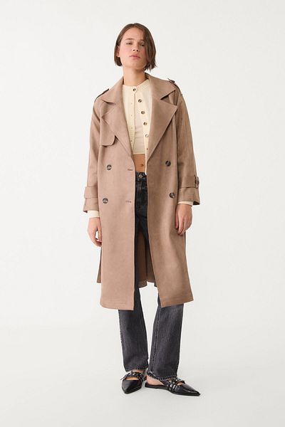 Stradivarius Long faux suede trench coat