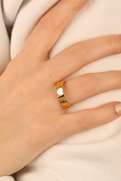 Çgk Çiğdem Gürel Kuyumculuk Kalpli Hasır Altın Yüzük