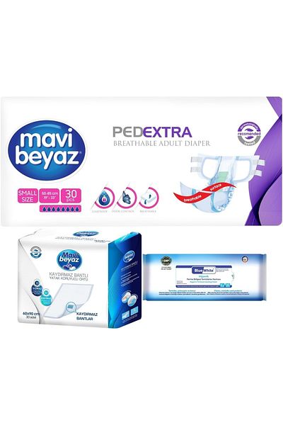 Mavi beyaz Pad Extra Textile Surface Adult Waistband Patient Diaper S 30 Pieces Bed Protector Towel