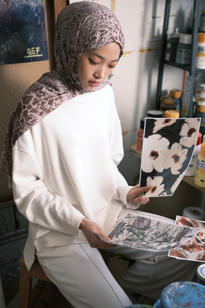 Qef Mink Minimal Patterned Shawl - Modal Brush