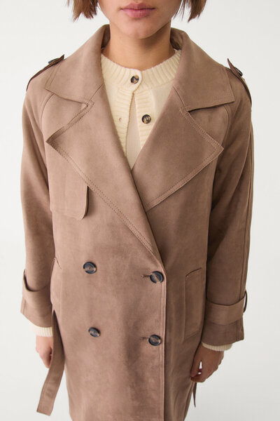 Stradivarius Uzun suni süet trençkot