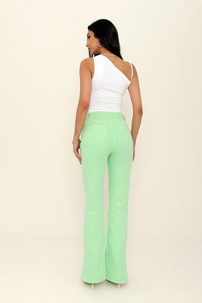 Coral Green High Waist Slim Leg Trousers