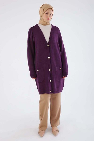 ALLDAY Cardigan din tricot mov-V cu decolteu