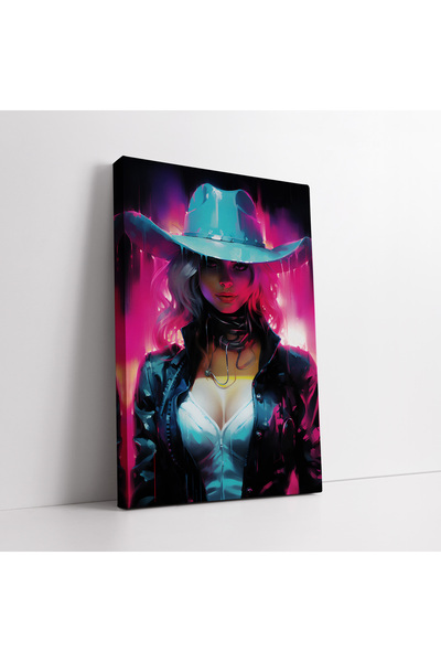 KOSS Dijital Pictură decorativă pe pânză pentru femeie cowboy în culori neon ...