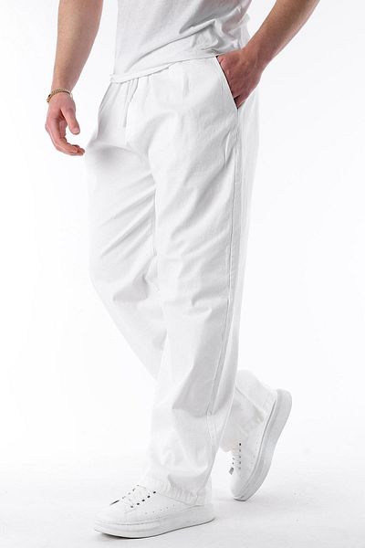 Madmext Ecru Herrenhose mit weitem Bein und Krawatte E7403