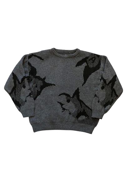 1blood Sharks Patterned Gray Premium Oversize Sweater