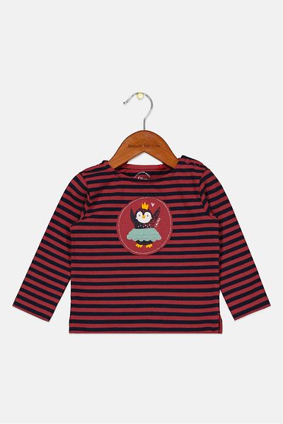 s.Oliver Toddlers Girl Stripe Long Sleeve Tops, Pale Red
