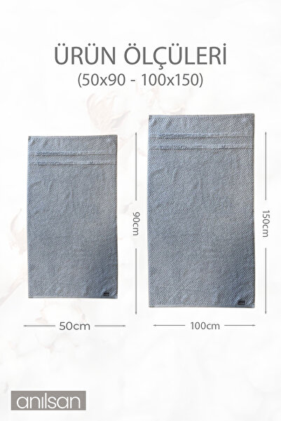 Anılsan 2'li Jakarlı Havlu Seti %100 Pamuk - 1 Adet El Havlusu 50x90 ve 1 Adet Banyo Havlusu 100x150
