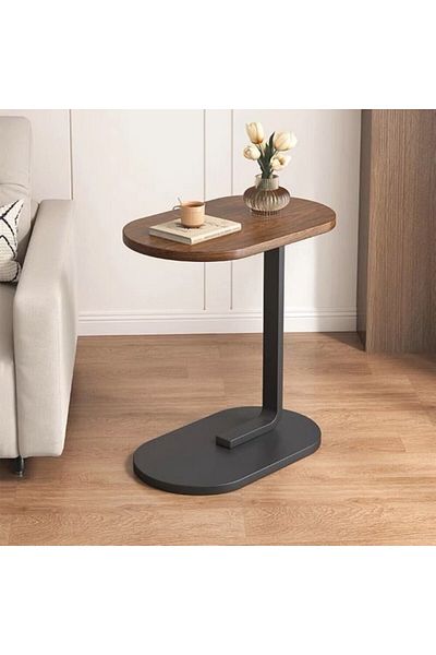 1st طاولة خدمة بني جانبية بتصميم حديث من الخشب توضع بجانب السرير والكنب – 64x30x50 سم
