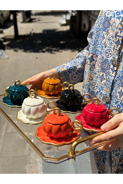 Onedekor 6-Piece Colorful Luxury Pumpkin - Coffee Cup with Lid