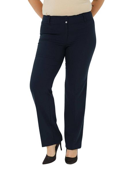 Hanezza Pantaloni de damă din bumbac lycra bleumarin - talie înaltă și picior tubular