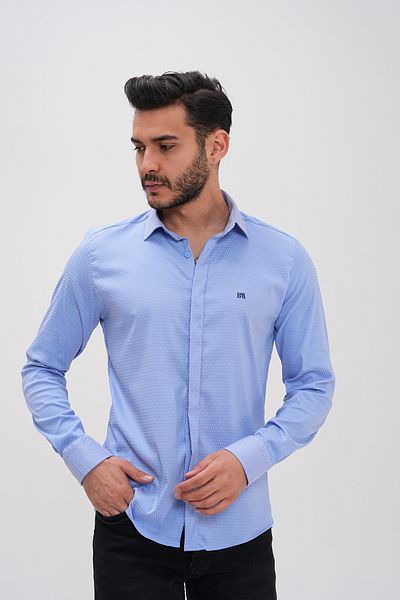 Basics&More Ανδρικό κανονικό πουκάμισο με σχέδια