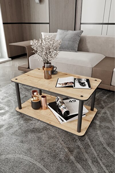 messer Dekoratif Mdf Masivo Orta Sehpa 70x42 Dikdörtgen Safir Meşe