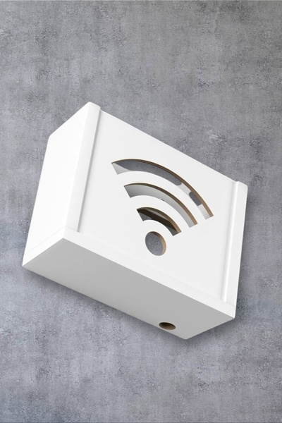 mayastyle Modem Saklama Kutusu (MDF) Duvar Rafı Beyaz
