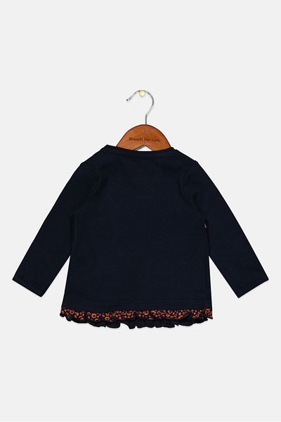 s.Oliver Toddlers Girl Crew Neck Printed Long Sleeve Tps, Navy Blue