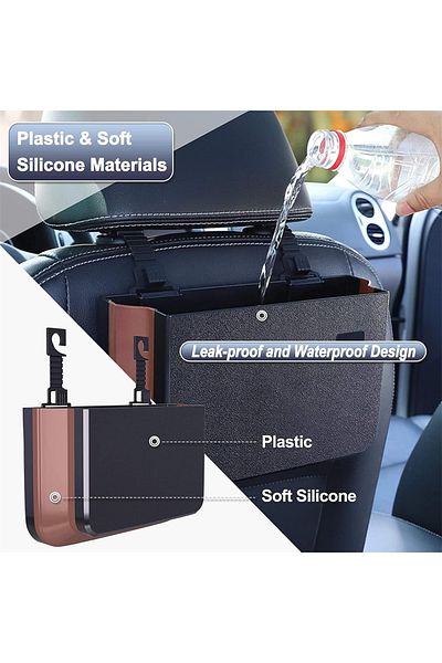 fulina Multifunctional hanging vehicle trash can, foldable, waterproof and durable, easy to install, black