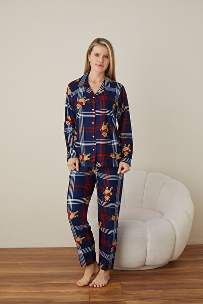 CALİA Жіночий піжамний комплект з ґудзиками спереду, замшева тканина