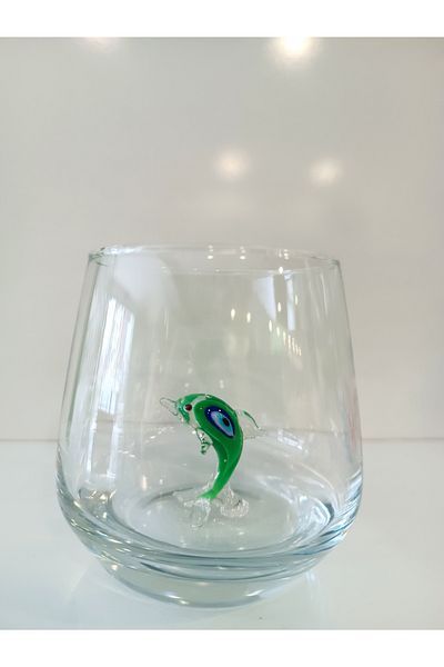 ADAMODART Green Dolphin Glass Figured Evil Eye Water Cup