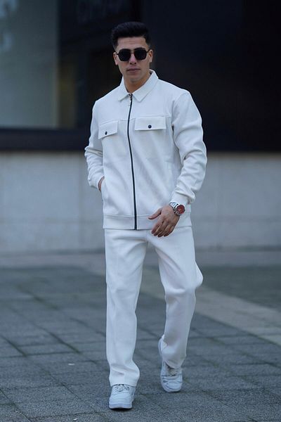 İng drop Double Pocket Shirt Collar Tracksuit Suit