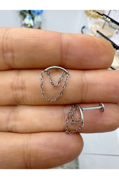 Arescollection 1 Pcs Surgical Steel Hidden Helix Lobe Piercing - Compatible Flat Design