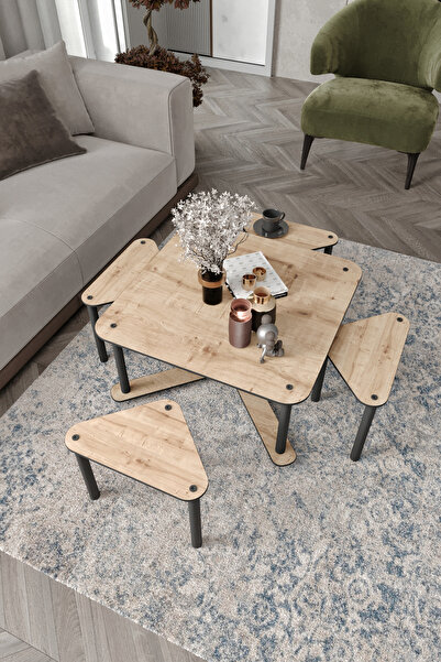 Genel Markalar Pizza Sehpa Kare Meşe