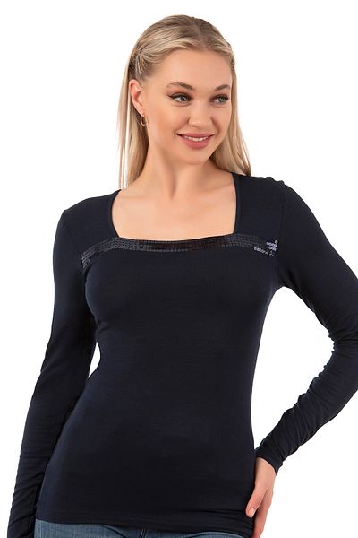 ÖZKAN underwear Bluză cu mânecă lungă Özkan 7429 Worteks pentru femei, din țesătură de viscoză, flexibilă, confortabilă, cu guler brodat cu paiete