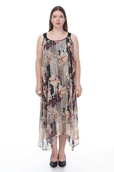 Hanezza Rochie Maxi Damă Mărime Mari Sifon Geometric Print Floral - Pentru Evenimente Speciale de Afaceri de Vară