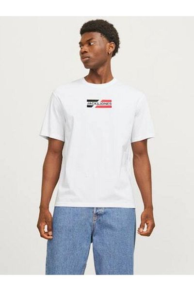 Jack & Jones Μπλουζάκι με γραφικά στάμπα JJECORP - O-Neck, SS Model, Noos 12268415   Λευκός