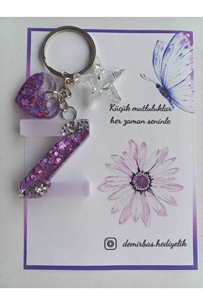 demirbasavm سلسلة مفاتيح مصنوعة يدويًا بحروف Epoxy Z