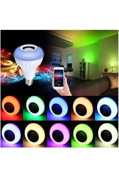 Fırsat7 Bluetoothlu Led AmpÜl Hoparlör Mp3 Çalar Renkli Led Disko Ampül