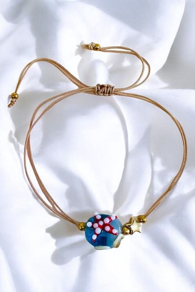 PETEK AKSESUAR Starfish Handmade Glass Murano Anklet Bracelet